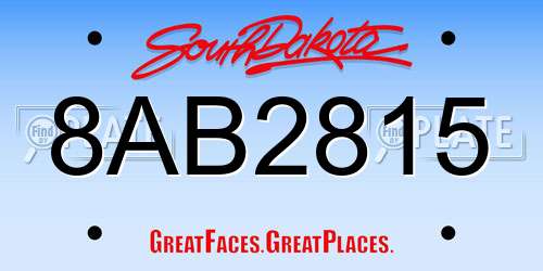 8AB2815 South Dakota License Plate