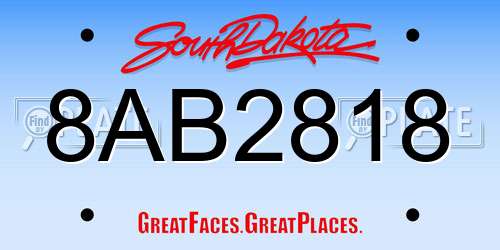 8AB2818 South Dakota License Plate