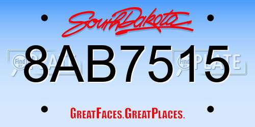 8AB7515 South Dakota License Plate