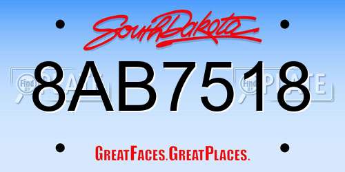 8AB7518 South Dakota License Plate