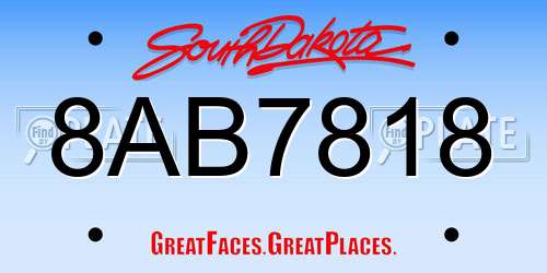 8AB7818 South Dakota License Plate