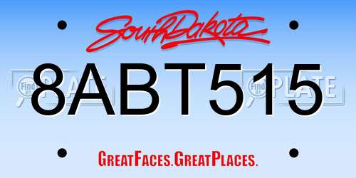 8ABT515 South Dakota License Plate