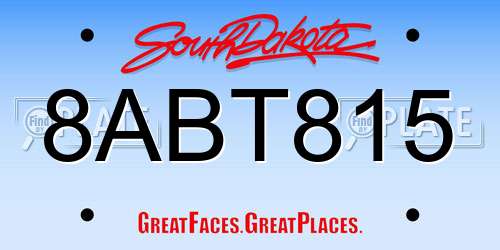 8ABT815 South Dakota License Plate