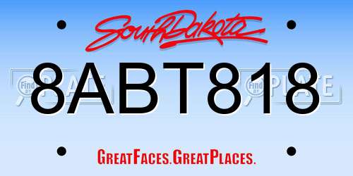 8ABT818 South Dakota License Plate