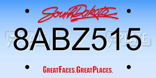 8ABZ515 South Dakota License Plate