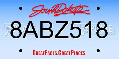 8ABZ518 South Dakota License Plate