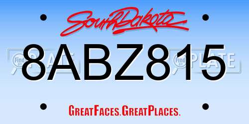 8ABZ815 South Dakota License Plate