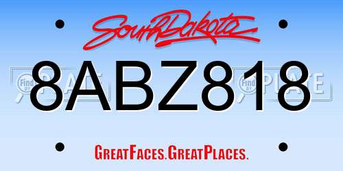 8ABZ818 South Dakota License Plate
