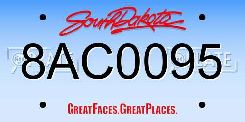 8AC0095 South Dakota License Plate