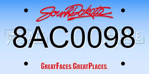 8AC0098 South Dakota License Plate