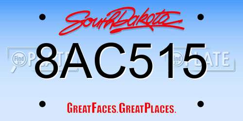 8AC515 South Dakota License Plate