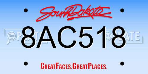 8AC518 South Dakota License Plate