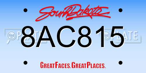 8AC815 South Dakota License Plate