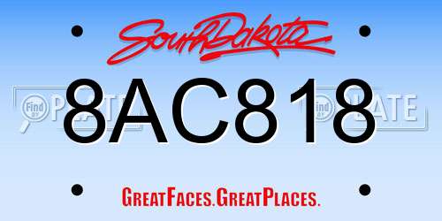 8AC818 South Dakota License Plate