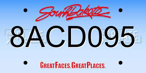 8ACD095 South Dakota License Plate