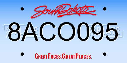 8ACO095 South Dakota License Plate