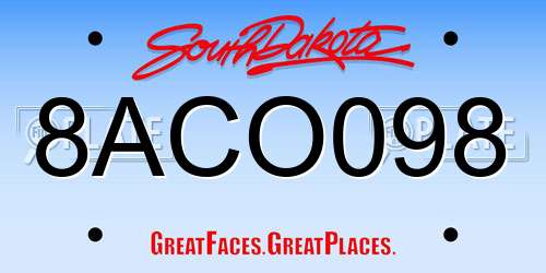 8ACO098 South Dakota License Plate