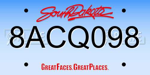 8ACQ098 South Dakota License Plate