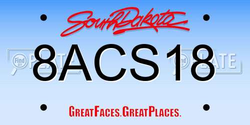 8ACS18 South Dakota License Plate