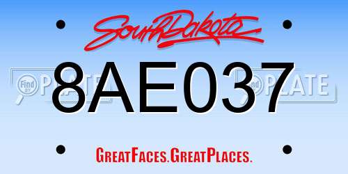 8AE037 South Dakota License Plate