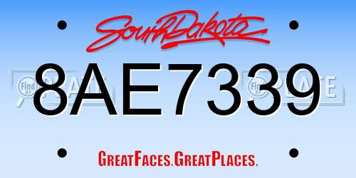 8AE7339 South Dakota License Plate
