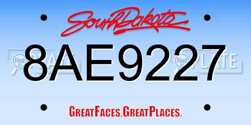 8AE9227 South Dakota License Plate