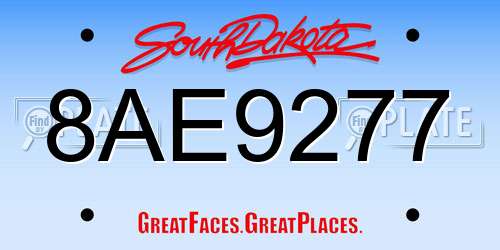 8AE9277 South Dakota License Plate