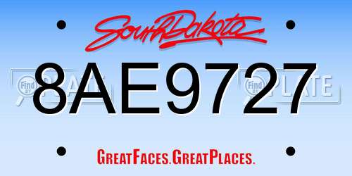 8AE9727 South Dakota License Plate