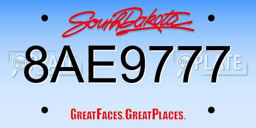 8AE9777 South Dakota License Plate