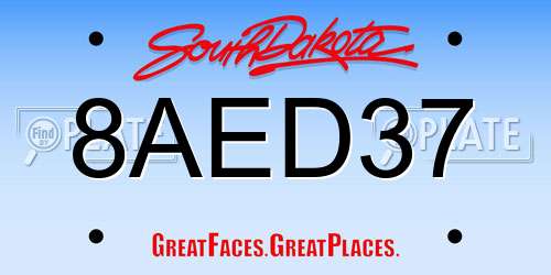 8AED37 South Dakota License Plate