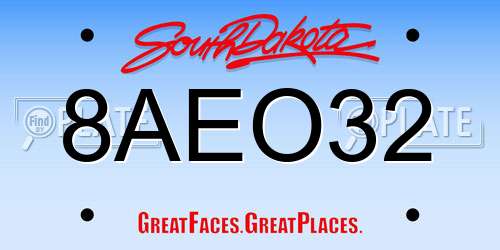 8AEO32 South Dakota License Plate