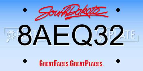8AEQ32 South Dakota License Plate