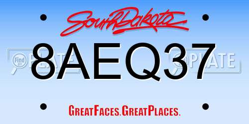 8AEQ37 South Dakota License Plate