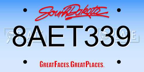 8AET339 South Dakota License Plate