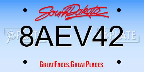 8AEV42 South Dakota License Plate