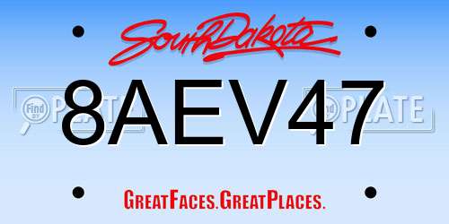 8AEV47 South Dakota License Plate