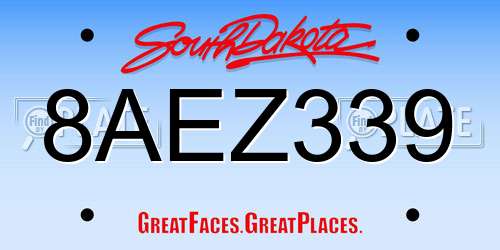 8AEZ339 South Dakota License Plate