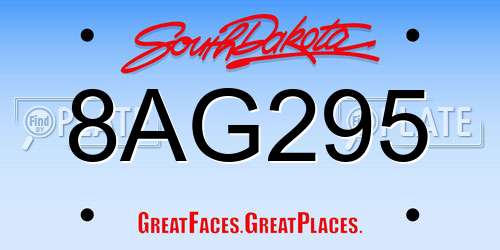 8AG295 South Dakota License Plate