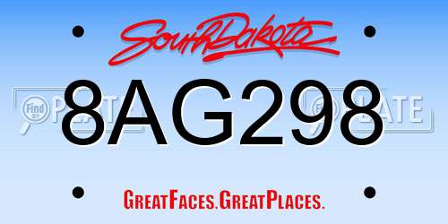 8AG298 South Dakota License Plate
