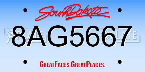 8AG5667 South Dakota License Plate