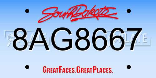 8AG8667 South Dakota License Plate
