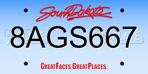 8AGS667 South Dakota License Plate