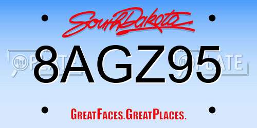 8AGZ95 South Dakota License Plate