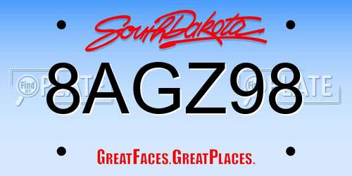 8AGZ98 South Dakota License Plate
