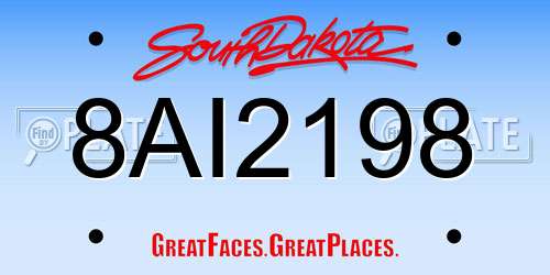 8AI2198 South Dakota License Plate