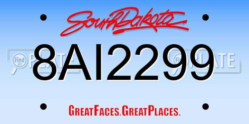 8AI2299 South Dakota License Plate