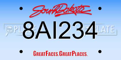 8AI234 South Dakota License Plate