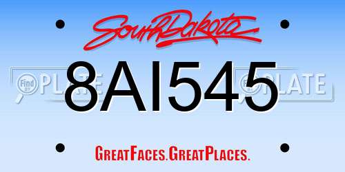 8AI545 South Dakota License Plate
