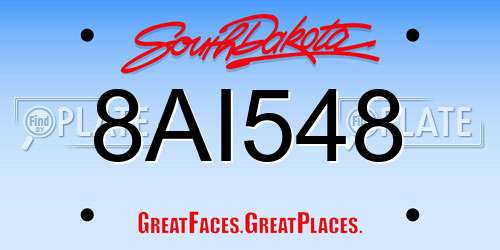 8AI548 South Dakota License Plate