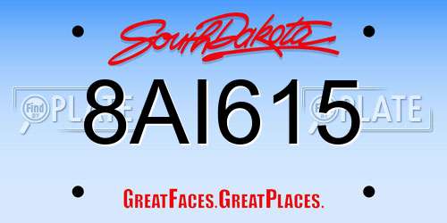 8AI615 South Dakota License Plate